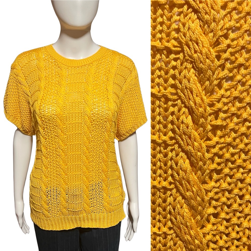 Textured Mustard Knit Sweater – Size S